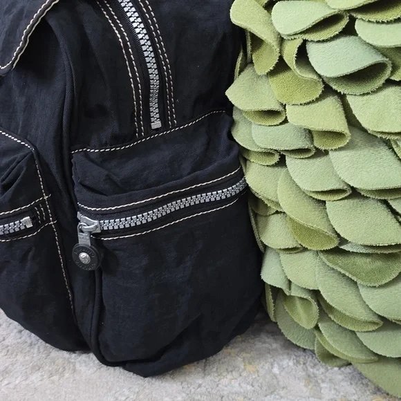 Vintage Kipling Mini Backpack | Y2K Black Crinkled Nylon (NO MONKEY KEYCHAIN) - Picture 4 of 14